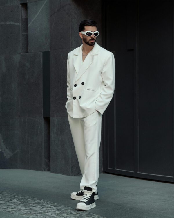White Open Neck Set for Men