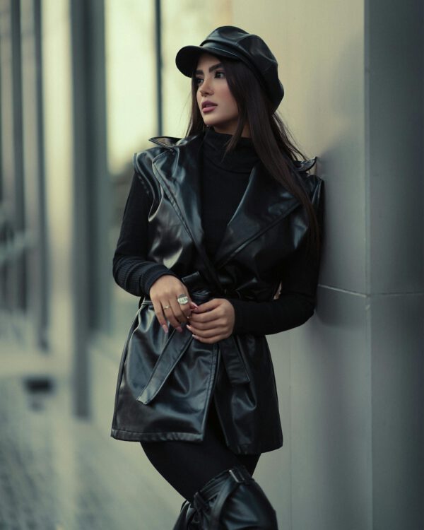 Glam Black Shining Overlength Jacket for Girls - Image 2