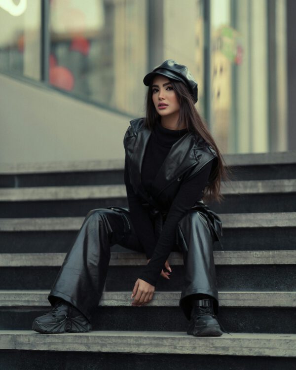 Glam Black Shining Overlength Jacket for Girls - Image 3