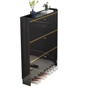 Modern Multi-Tier Shoe Cabinet with Glossy Finish - 100x24x118CM