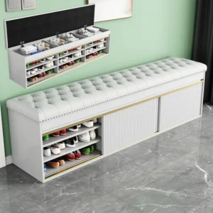 Shoe Storage Bench with Sliding Doors 180cm